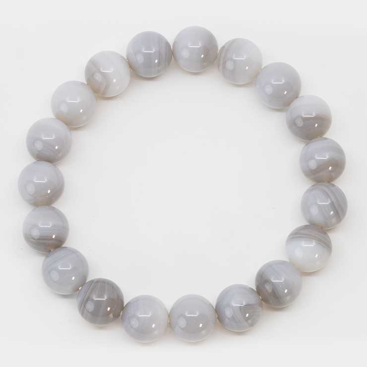【一点もの】白雪瑪瑙(北海道 花石産)10mm シンプルブレスレット 写真