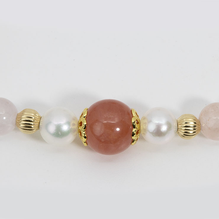 【一点もの】インカローズ・アコヤ真珠 デザインブレスレット 写真