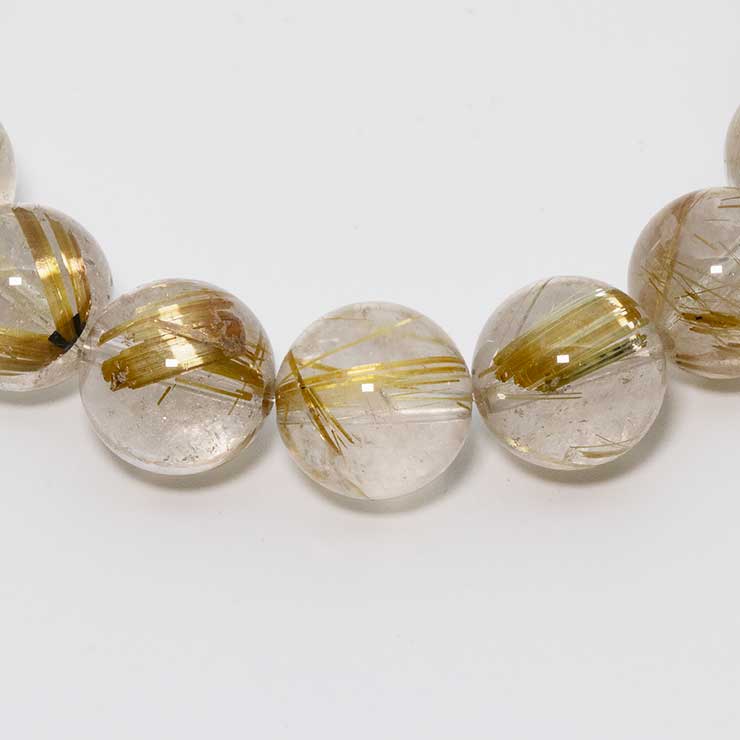 【一点もの】ゴールドルチルクォーツ12mm シンプルブレスレット【鑑別書付き】 写真