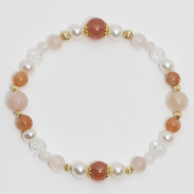 【一点もの】インカローズ・アコヤ真珠 デザインブレスレット 写真