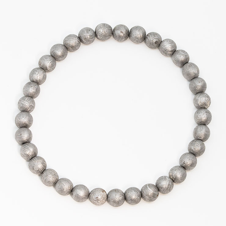 【一点もの】アイアンメテオライト（ムオニナルスタ隕石）6mm シンプルブレスレット【鑑別書付き】 写真