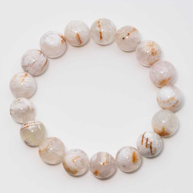 【一点もの】ホワイトマッドインクォーツ12mm シンプルブレスレット【鑑別書付き】 写真